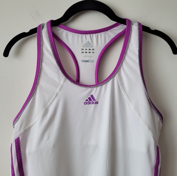 ADIDAS Climalite Racerback White and Purple Sports Tank Top Size M - Picture 5 of 12